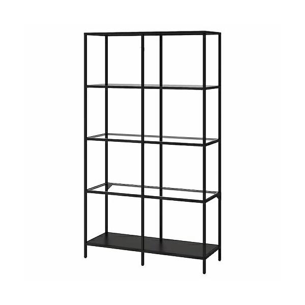 イケア（IKEA） シェルフユニット ブラックブラウン ガラス 100x175cm