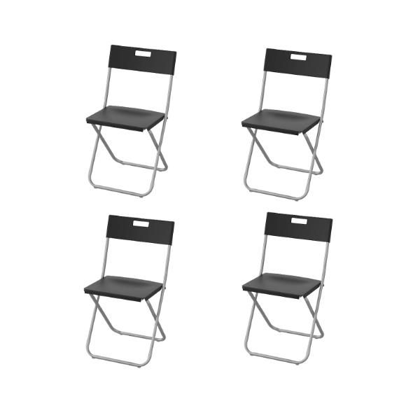 イケア（IKEA） 【セット商品】IKEA 折りたたみチェア ブラック 黒 4脚