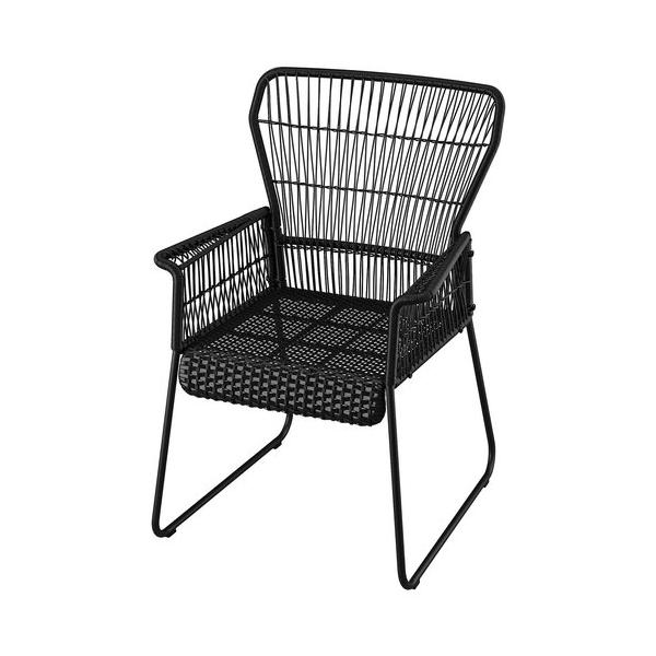 イケア（IKEA） チェア アームレスト付き 屋外用 チャコール m00575149