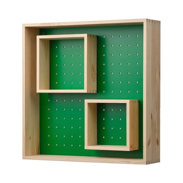 イケア（IKEA） ディスプレイシェルフ パイン材/グリーン 45×45cm