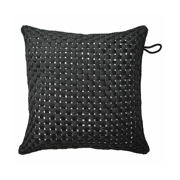 【セット商品】IKEA イケア クッションカバー＋ポリエステル綿クッション 2点セット ブラック 屋外用 室内 50x50cm m70547285cp+m30550703 TOFTO トフトー