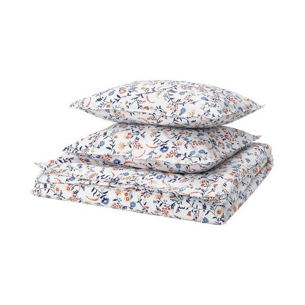 イケア（IKEA） 掛け布団カバー＆枕カバー2枚 ホワイト マルチカラー