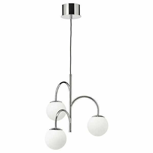 イケア（IKEA） ペンダントランプ 3アーム クロムメッキ オパール