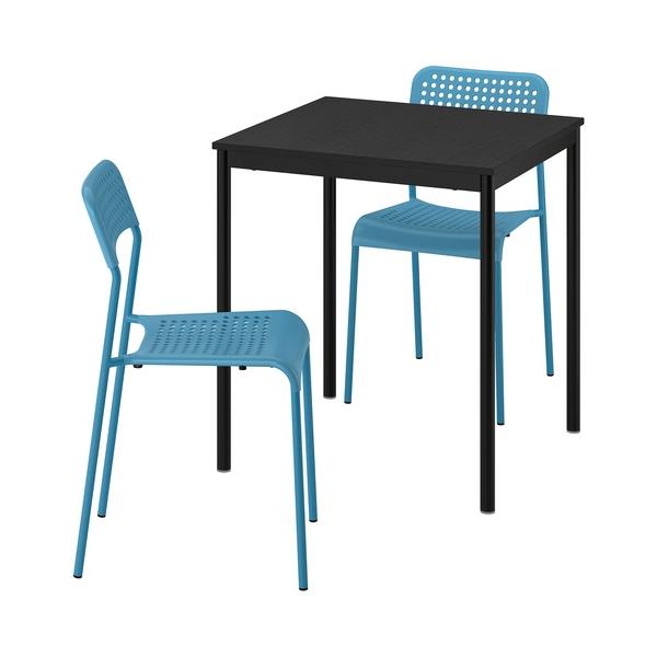 イケア（IKEA） テーブル＆チェア2脚 ブラック ブラック/ブルー