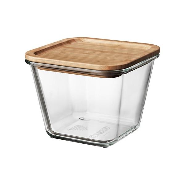 【セット商品】IKEA イケア 保存容器 ふた付き 正方形 ガラス 竹 1.2L z09269112 IKEA 365+