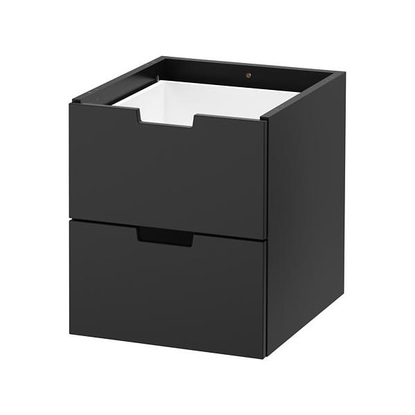 IKEA イケア モジュール式チェスト（引き出し×2） チャコール z70365925 NORDLI ノールドリ