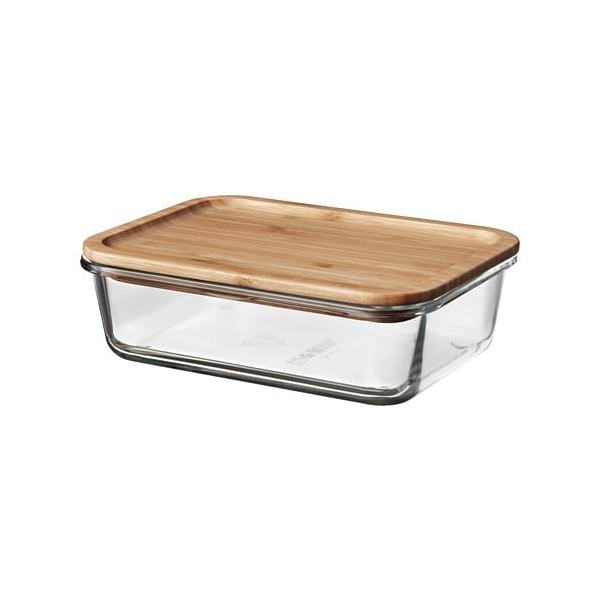 【セット商品】IKEA イケア 保存容器 ふた付き 長方形 ガラス 竹 1.0L z89269066 IKEA 365+