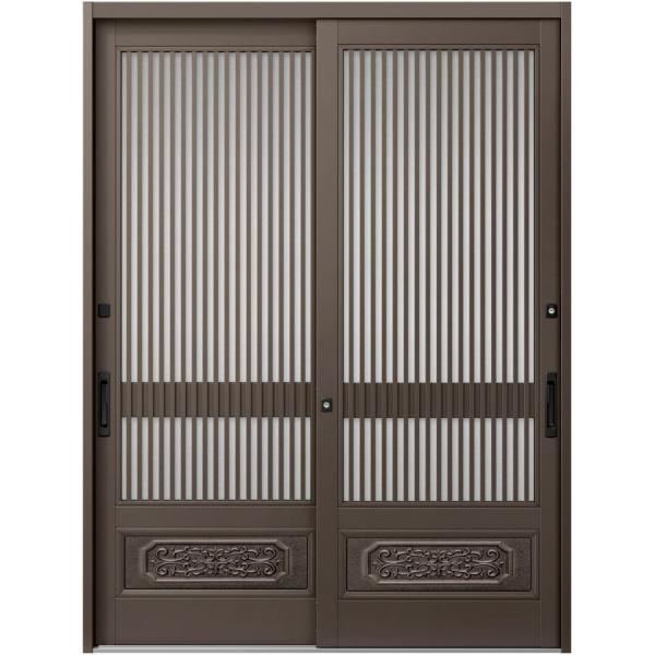 玄関引戸JS 32P型 / 千本格子腰付 2枚建戸 ランマなし 16922 W