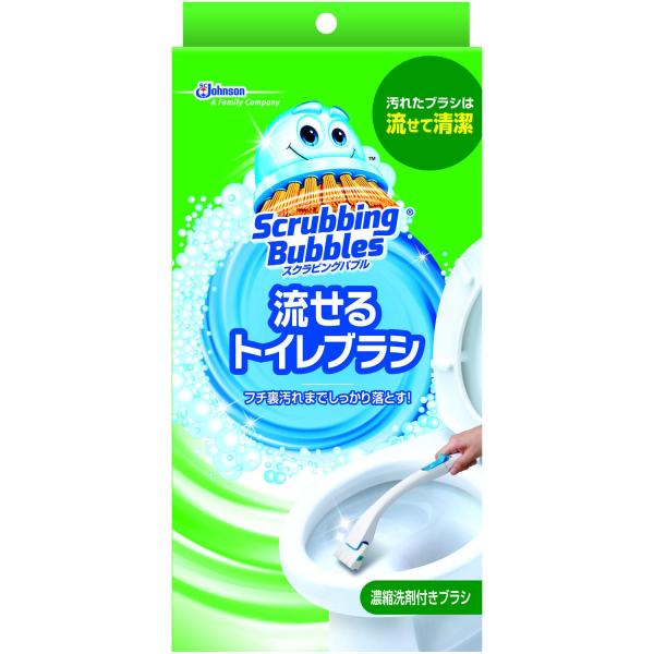 他サイト： スクラビングバブル トイレ洗剤 流せるトイレブラシ 本体ハンドル1本+付替用4個の商品画像