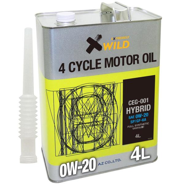 他サイト： AZ (エーゼット) CEG-001 4輪用 エンジンオイル 4L 0W-20 SP HYBRID 100%化学合成油 VHVI 自動車用 EG754の商品画像