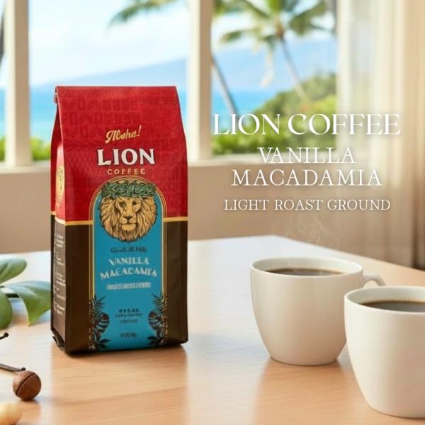 他サイト： コーヒー 珈琲 粉 ハワイ ライオンコーヒー バニラマカダミア 140g ギフト お中元 お歳暮 お祝い バレンタインの商品画像