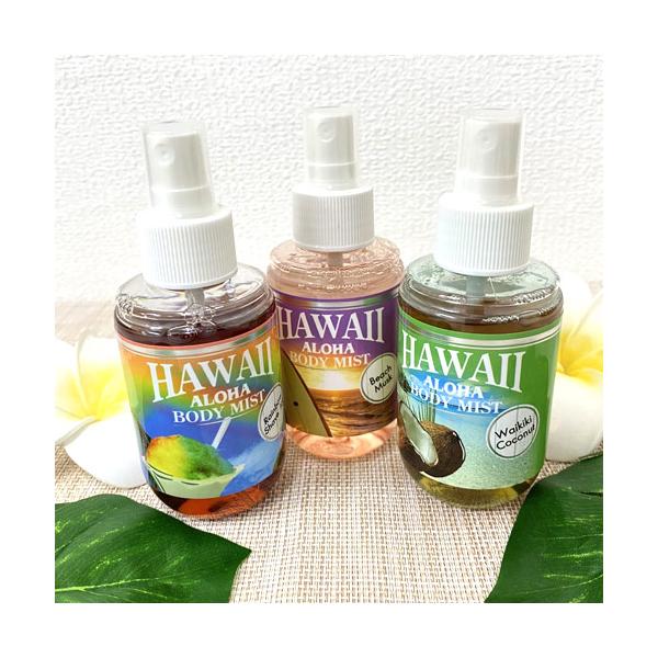 ハワイアン雑貨/フレグランス/香り/ハワイの香り/ボディケア/ヘアケア/ボディミスト/ヘアミスト【商品説明】HAWAIIを思い出す代表的な香りのボディミスト。プルメリア花エキスとココナッツオイル配合の保湿成分は、肌に潤いと輝きを与え、HAW...
