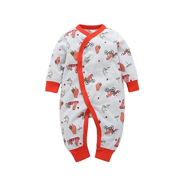 Dwsioow ベビー服 ロンパース 可愛いプリント カバーオール 着ぐるみ 変身 長袖 斜め襟 前全開 スナップボタン付き ジュ Www Unipymes Com