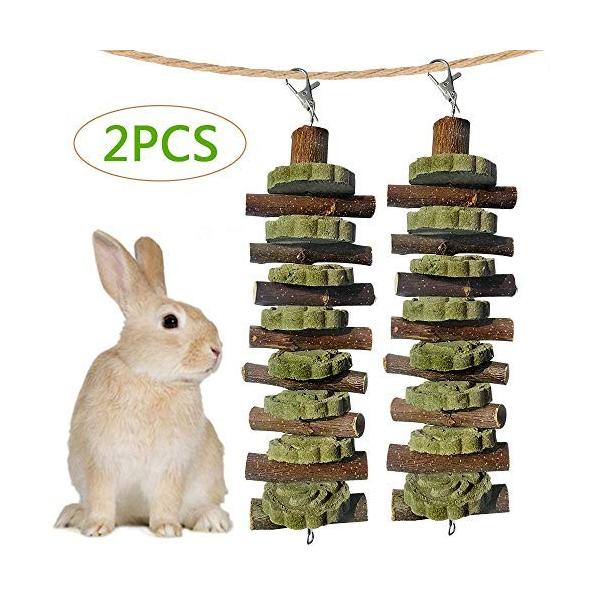 小動物用おもちゃ 噛む玩具 うさぎ ハムスター りんごの木 天然草 ペットおもちゃ 2セット Digitalizame Cl