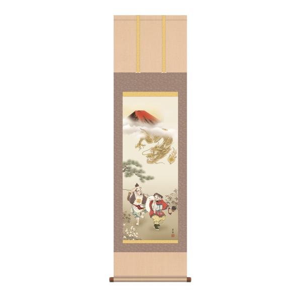 【縁起物】掛け軸 『恵比寿・大黒』 額装 日本画 恵比寿大黒図 縁起物 掛け軸風 絵画 和モダン