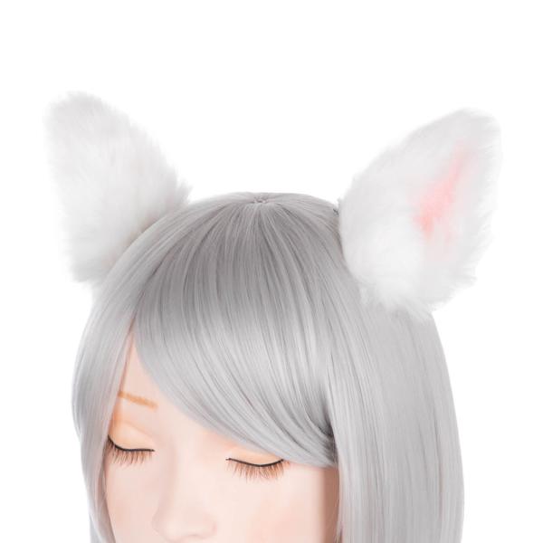 クラッセ  猫耳 白×ピンク クリップ コスプレ かわいい ハロウィン 仮装 ネコミミ コスチューム  ヘアアクセサリー 白猫 黒猫 ロリータ