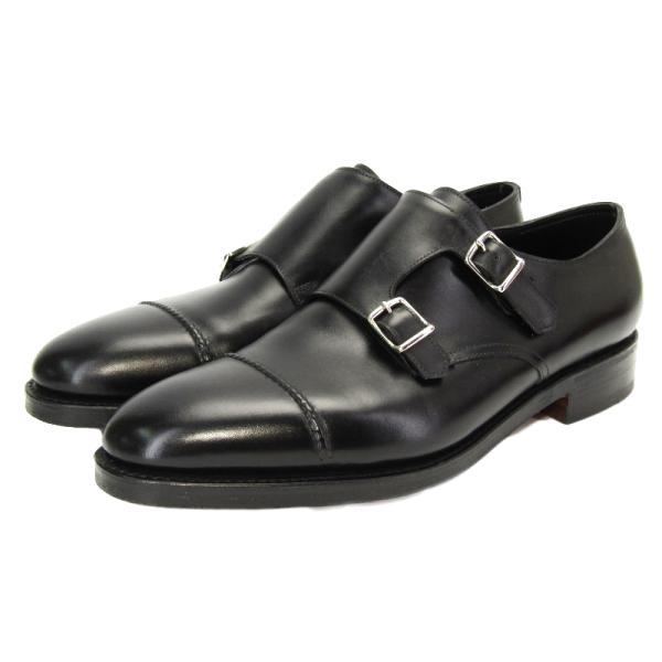 John 2 ブラック William ダブルモンクストラップ 中古 ウィリアム Lobb 未使用 Uk8 5e カーフ Uk8 5e ブラック ジョンロブ 黒 箱付シューズ 中古 クラシック