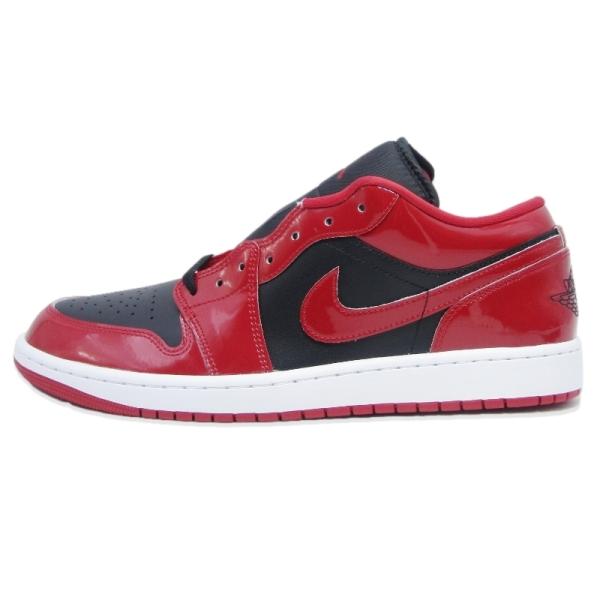 未使用 NIKE ナイキ 30cm AIR JORDAN 1 LOW SE HV4089-006 エアジョーダン1 ローカット パテント BLACK/VARSITY RED-WHITE 18002081