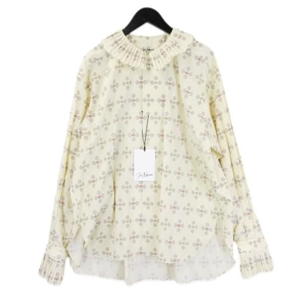 JUN MIKAMI ジュンミカミ　プリーツ襟　ブラウス　シャツ 未使用 JUN MIKAMI ジュンミカミ 23SS プリント プリーツカラー