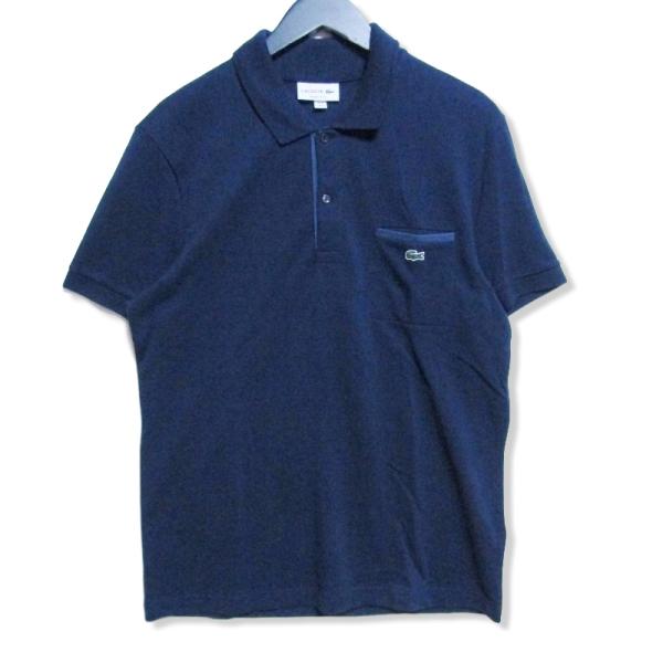 新品】LACOSTE ラコステ ポロシャツ　ネイビー　 ３　usＳ LACOSTE ラコステ ポロシャツ ネイビー 茄子紺 size3 日本製 美