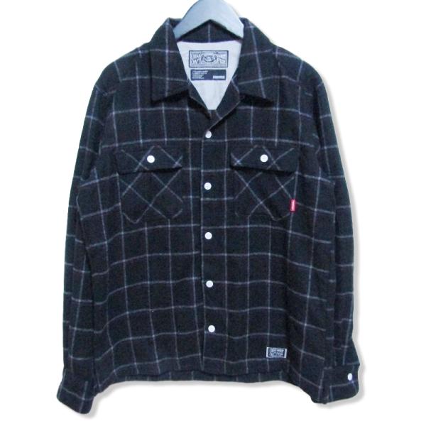 A17746 美品 ネイバーフッド ランバーチェックシャツ 白黒 M 厚手 インタープラネット INTERPLANET フード付先染めチェックシャツ