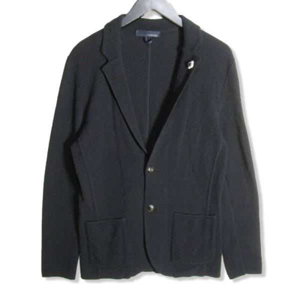 LARDINI ラルディーニ2B ニットジャケット 42 M相当　ネイビー LARDINI ラルディーニ / ダブル ニット ジャケット ウール 返品