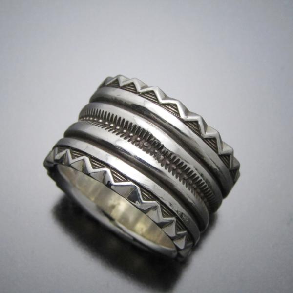 美品 Clendon Pete ナバホ族 リング チゼルワーク クレンドン