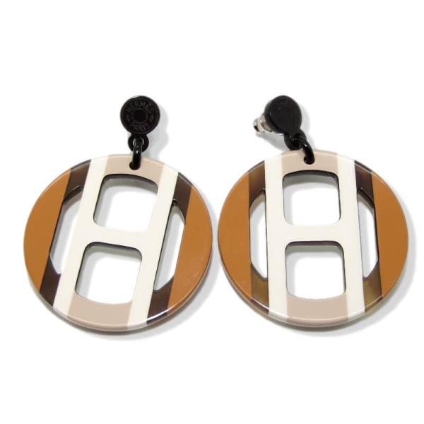 HERMES 美品 エルメス ピアス Hエキップ バッファローホーン HERMES 美品 エルメス ピアス Hエキップ バッファローホーン