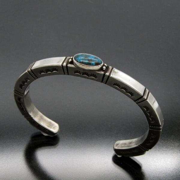 美品 Herman Smith ナバホ族 バングル ターコイズ ハーマンスミス 3面