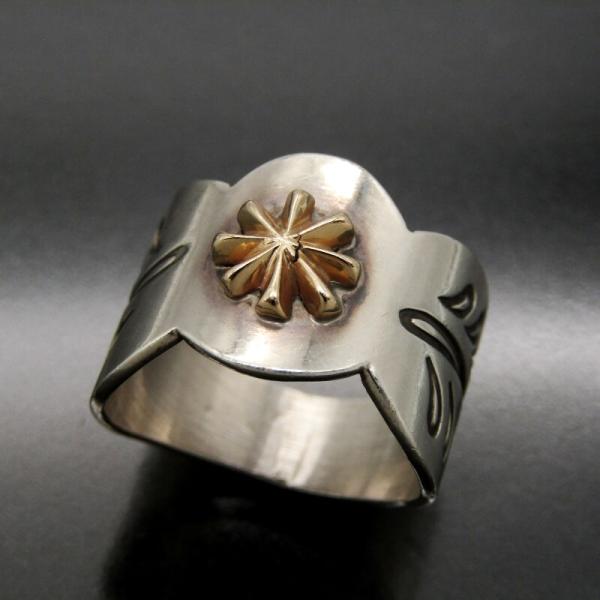 金14K ゴールド シルバーコンビリング 8号 ナバホ族 検ホピ ゴローズ 金14K ゴールド シルバーコンビリング 8号 ナバホ族 検ホピ