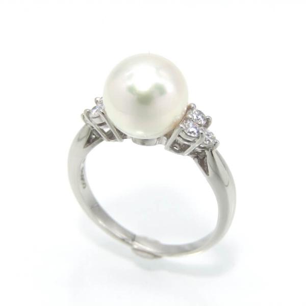 【新品同様】ミキモト　Pt950 アコヤ　本真珠　パール　リング　指輪　ダイヤ 美品 MIKIMOTO ミキモト リング パール Pt950 ダイヤモンド 8.7mm幅