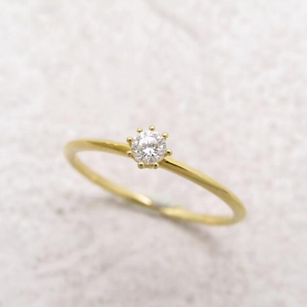 良品 AHKAH アーカー ビービーソリテール リング ダイヤ K18YG