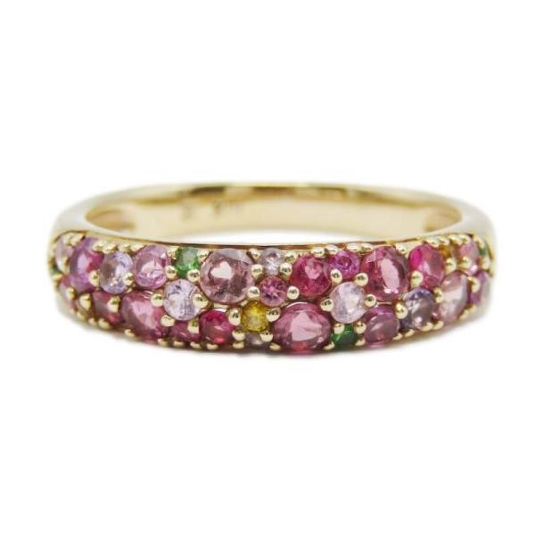 BIZOUXマルチカラージュエル K18YGリング ブーケ コスモス 9号 美品 BIZOUX ビズー リング K10YG Bouquet マルチカラージュエル