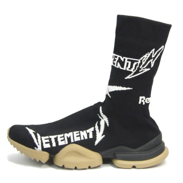 良品 VETEMENTS × Reebok ヴェトモン リーボック Metal Sock Boots CN7270 メタル ソックブーツ ブラック 黒  27.5cmスニーカー 中古 35000588