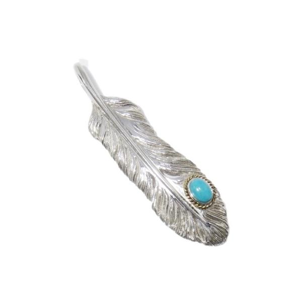 SAAD◎フェザー◎SILVER925◎ターコイズ◎ネックレストップ◎ペンダント フェザー(左向き)天然石ターコイズ ストーンペンダントトップ