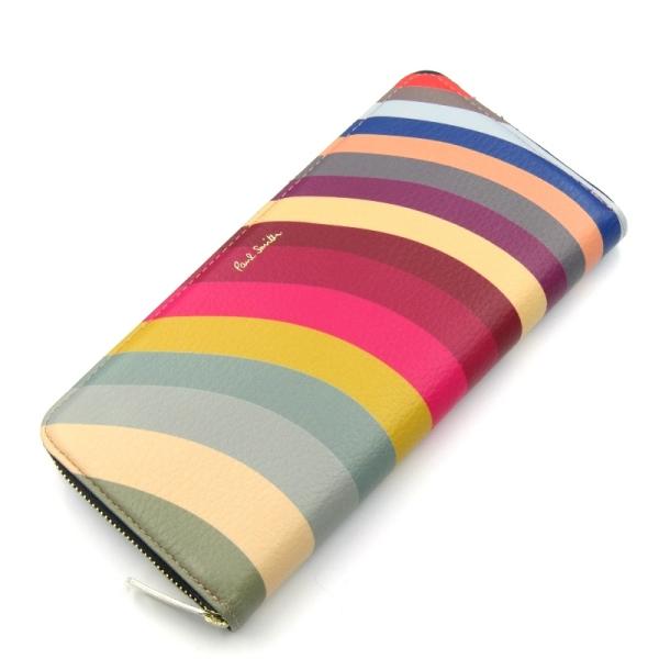 Paul Smithパープルラインステッチ未使用級極美品ラウンドファスナー長財布 Paul Smithパープルラインステッチ未使用級極美品ラウンド