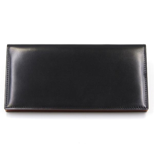 極美品 GANZO ガンゾ コードバン 通しマチ 長財布 ブラック 57878 CORDOVAN(コードバン) 通しマチ長財布｜コードバン｜最高級の