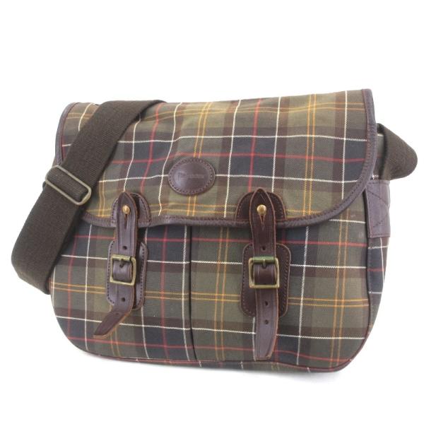 Barbour　オールレザー　ショルダーバッグ　ブラウン　タータンチェック Barbour ブラウン ショルダーバッグ - メルカリ