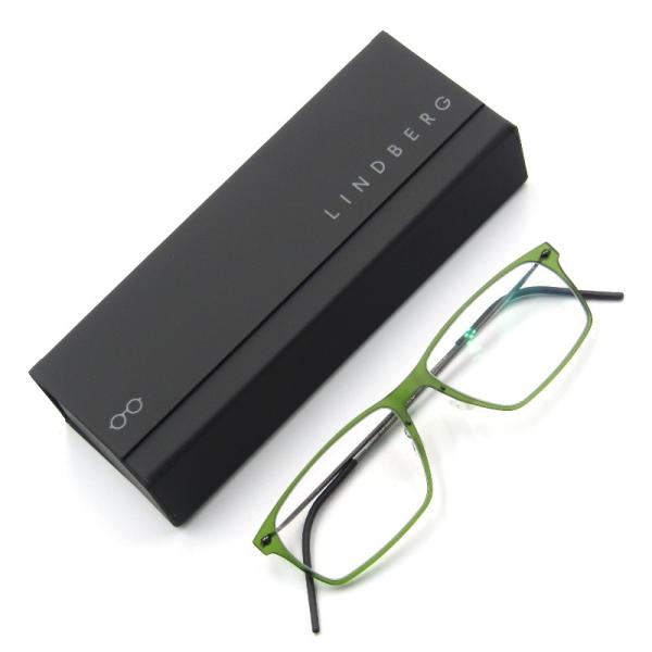 Lindberg クリアレッドファッションメガネケース付き