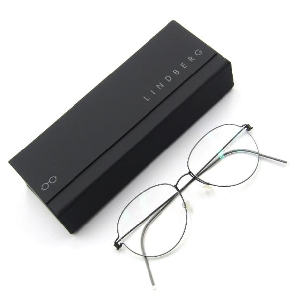Lindberg クリアレッドファッションメガネケース付き
