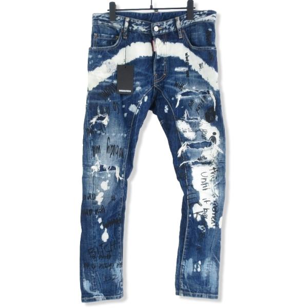 【美品】DSQUARED2 ディースクエアード グラフィティプリントデニム DSQUARED2 ディースクエアード デニムパンツ 17AW グラフィティ