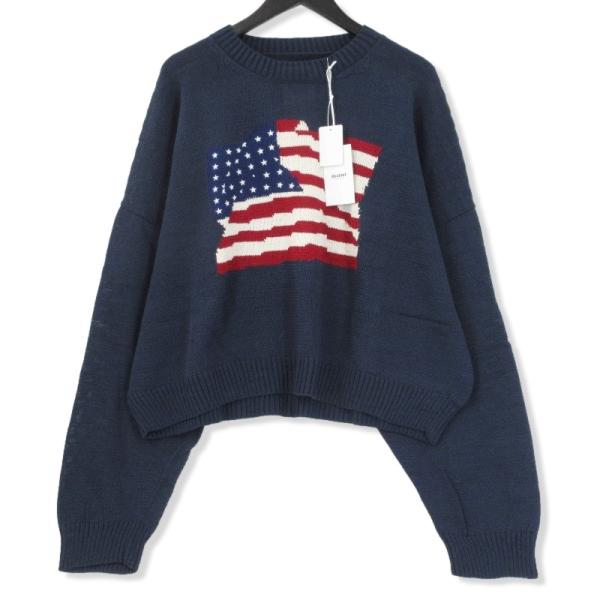 doublet ダブレット コットンニット 18SS12KN17 星条旗 Crease