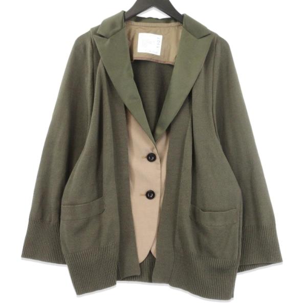 sacai - 美品△Sacai サカイ 22SS 22-05907 GREEN PANELED CARDIGAN ロゴボタン レイヤードデザイン ニット カーディガン ポンチョ ブラック 1 日本製 正規品 レディース sacai（サカイ） カーディガン 22-05907 GREEN PANELED CARDIGAN