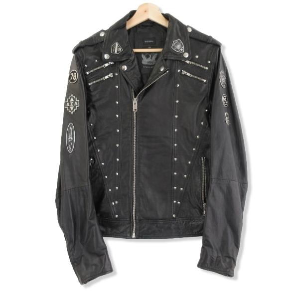 【美品】DIESEL ディーゼル スタジャン ワッペン レザー classic_71000546