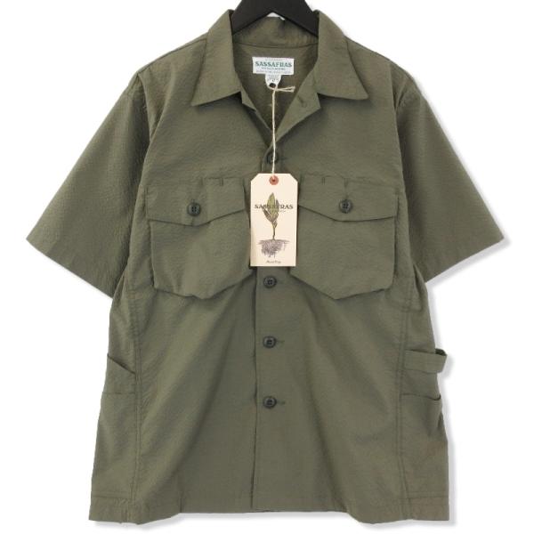 極美品　SASSAFRAS カバーオール オリーブグリーン S SASSAFRAS オリーブグリーン カバーオール S