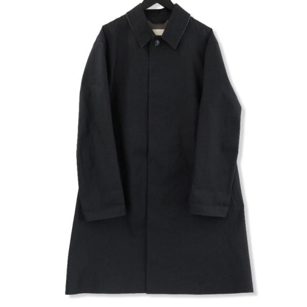 【MACKINTOSH】イギリス製 ゴム引きコート 比翼ロングコート 濃紺 L MACKINTOSH マッキントッシュ ゴム引き ステンカラーコート GR