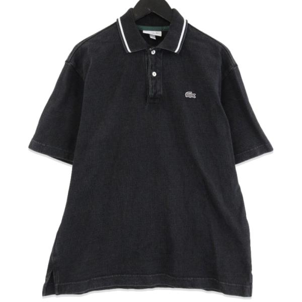 LACOSTE ラコステ 配色リブニットインディゴポロシャツ ダークグレー 配色リブニットインディゴポロシャツ | ラコステ(LACOSTE