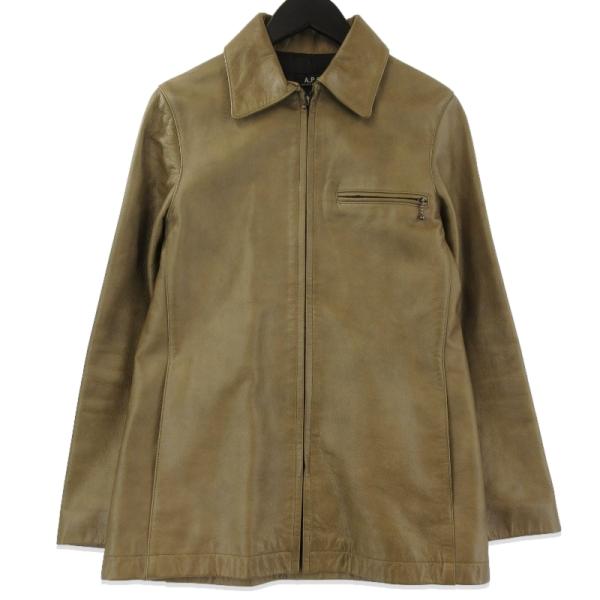 フランス製 A.P.C スタンドカラー レザージャケット APC APC アーペーセー レザージャケット 牛革 フランス製 ジップ