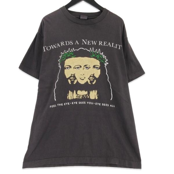 SAINT Mxxxxxx ウォッシュ加工のブラックプリントTシャツ Lサイズ SAINT Mxxxxxx ウォッシュ加工のブラックプリントTシャツ L