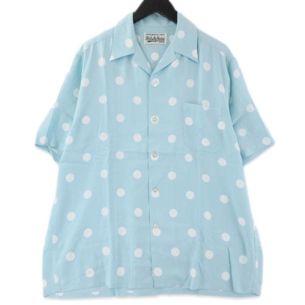 WACKO MARIA サマーニットシャツ ブルー 半袖 ワイドシルエット WACKO MARIA サマーニットシャツ ブルー 半袖 ワイドシルエット
